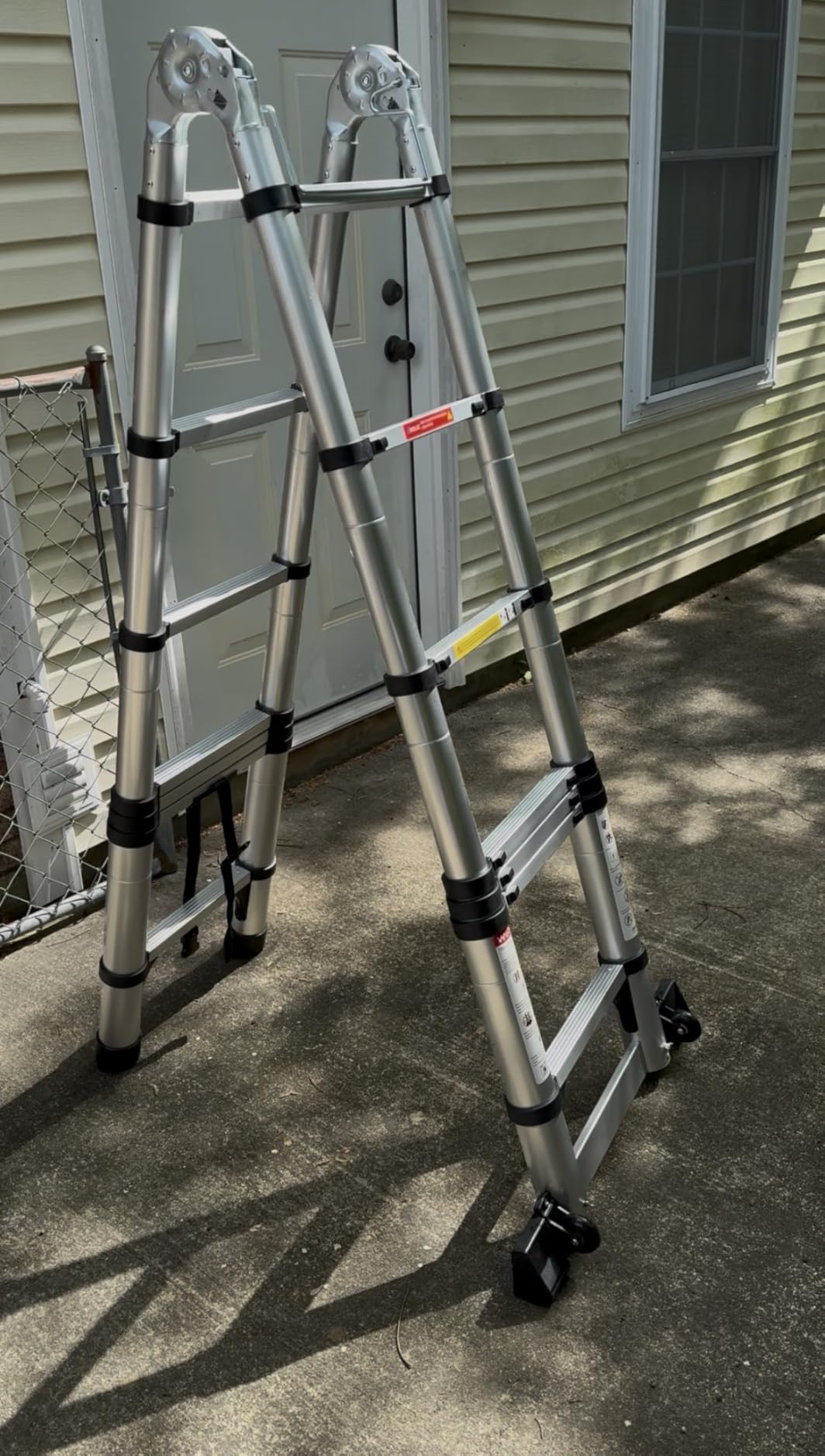 Telescoping Ladder with Hooks, 20.3 FT, Stabilizer & Wheels, Black customer photo 2