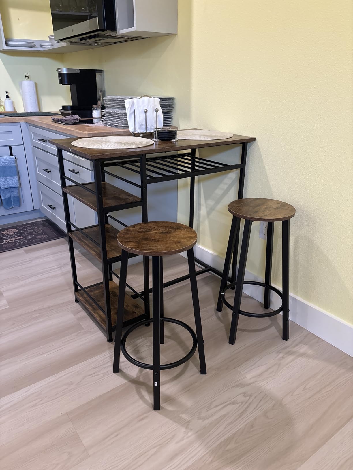 COMHOMA Tiltable Mobile Small Standing Desk, Pneumatic Adjustable Height Overbed Bedside Table with Wheels, Sit Stand Portable Rolling Laptop Desk Computer Workstations, Walnut customer photo 1