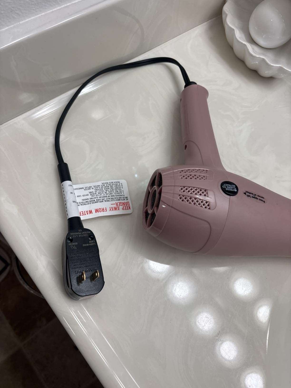 Conair Hair Dryer with Diffuser & Concentrator, 1875W, Matte Light Pink customer photo 2