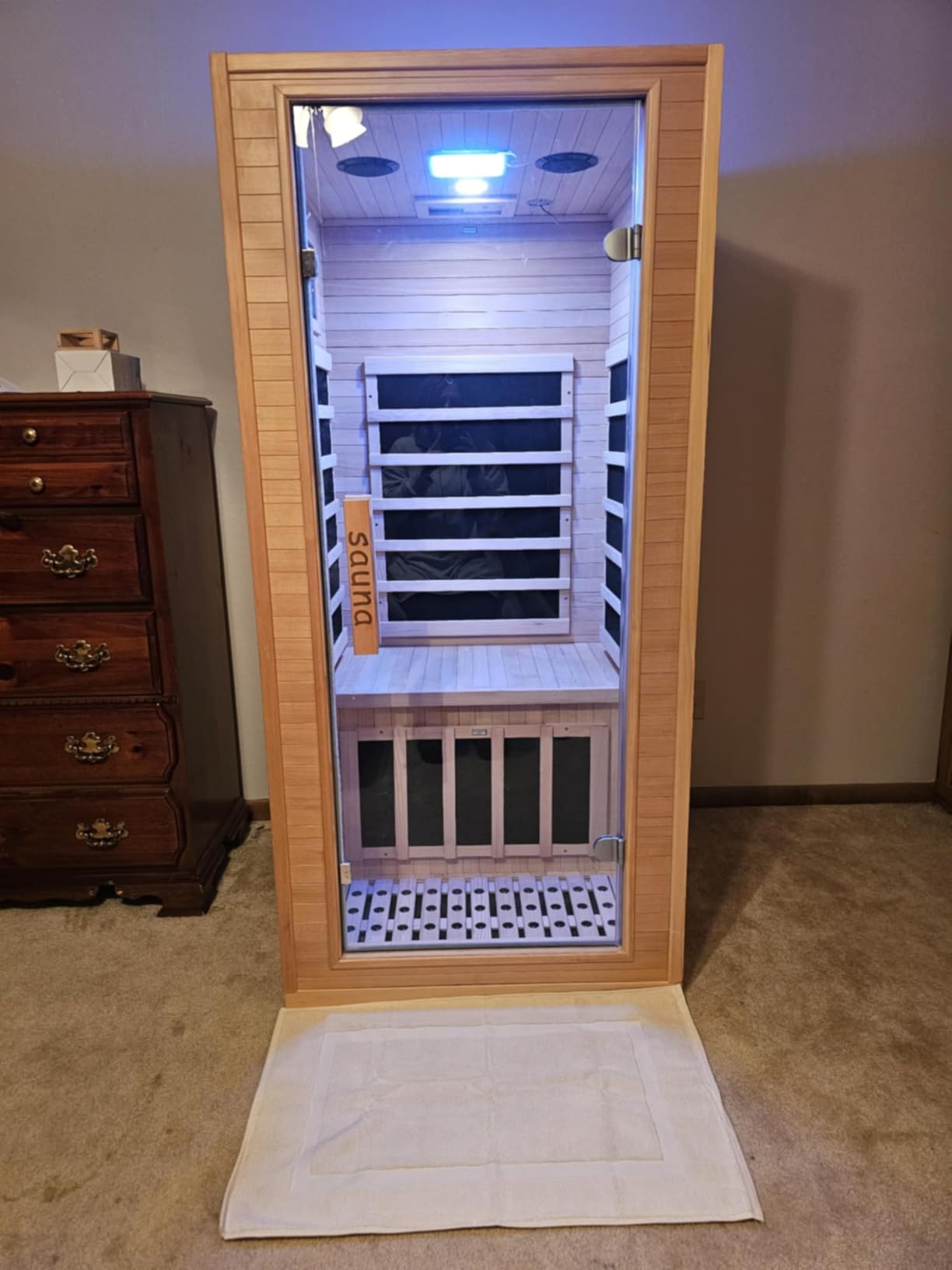 1350W Far Infrared Sauna Room for Home, Low EMF Fast Heating Canadian Hemlock Wood Sauna,Color Changing Sauna Light, Bluetooth Speakers, Modular Design customer photo 2