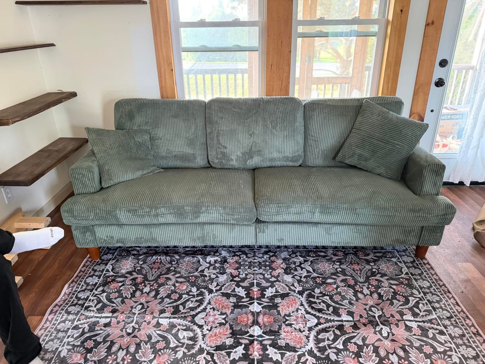 Kidirect 87in Corduroy Couch, 3 Seater Sofa, Sofas & Couches, Green Couch customer photo 2
