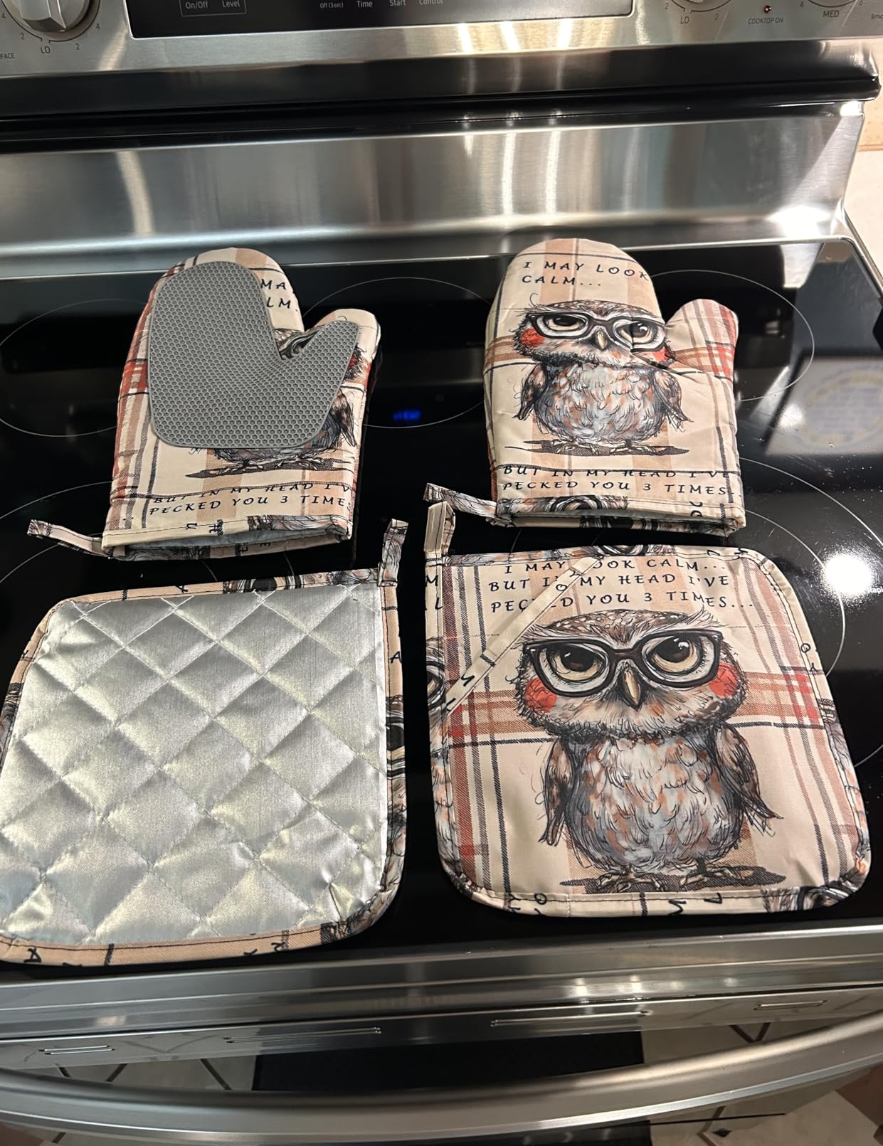 Japanese Cherry Blossom Oven Mitts and Pot Holders Sets,Silicone Fujiyama Mountain Kitchen Mitts Potholders Heat Resistant 4Pcs Oven Gloves Hot Pads for Kitchen Baking Cooking customer photo 1