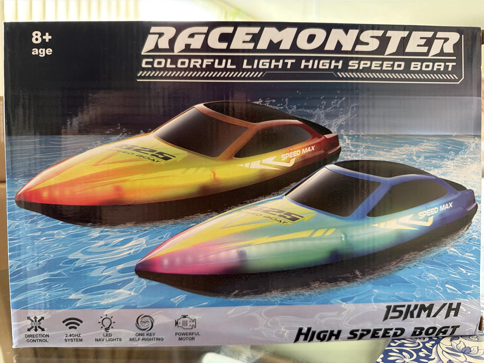 Remote Control Boat for Kids, RC Boats for Pool, Lake, River and Pond | LED Lights, Self-Righting, Waterproof, Fast Speed, Racing Electric Boats, 2 Speed Modes, 60-120mins Rechargeable Batteries customer photo 1