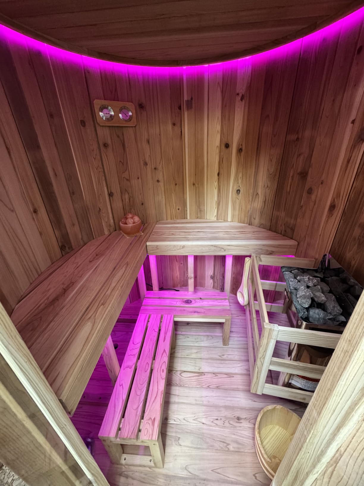 4 Person Outdoor Vertical Barrel Sauna, Cedar Wood Traditional Sauna customer photo 2
