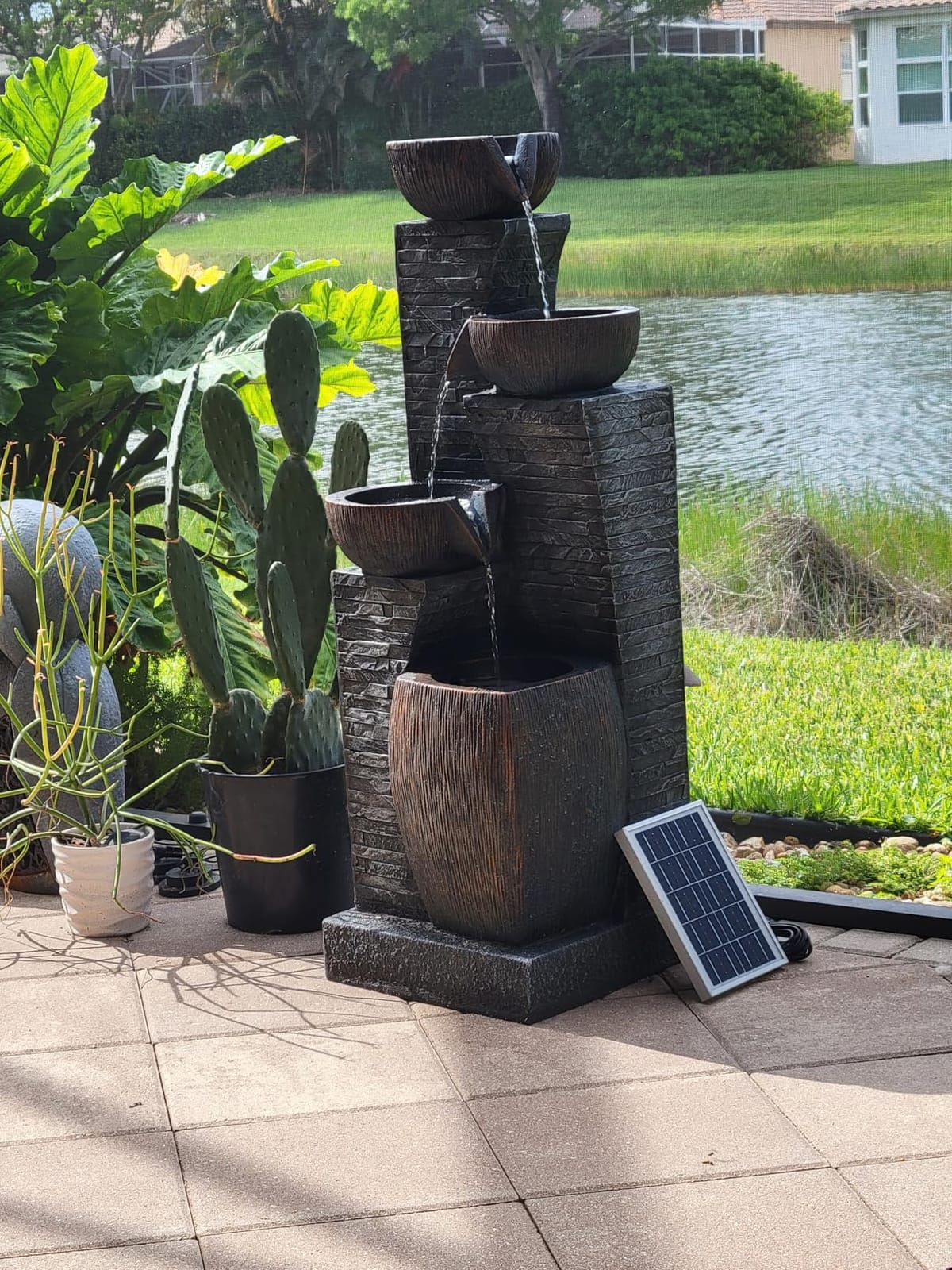 5 Tiers Solar Outdoor Water Fountain with LED Lights customer photo 1