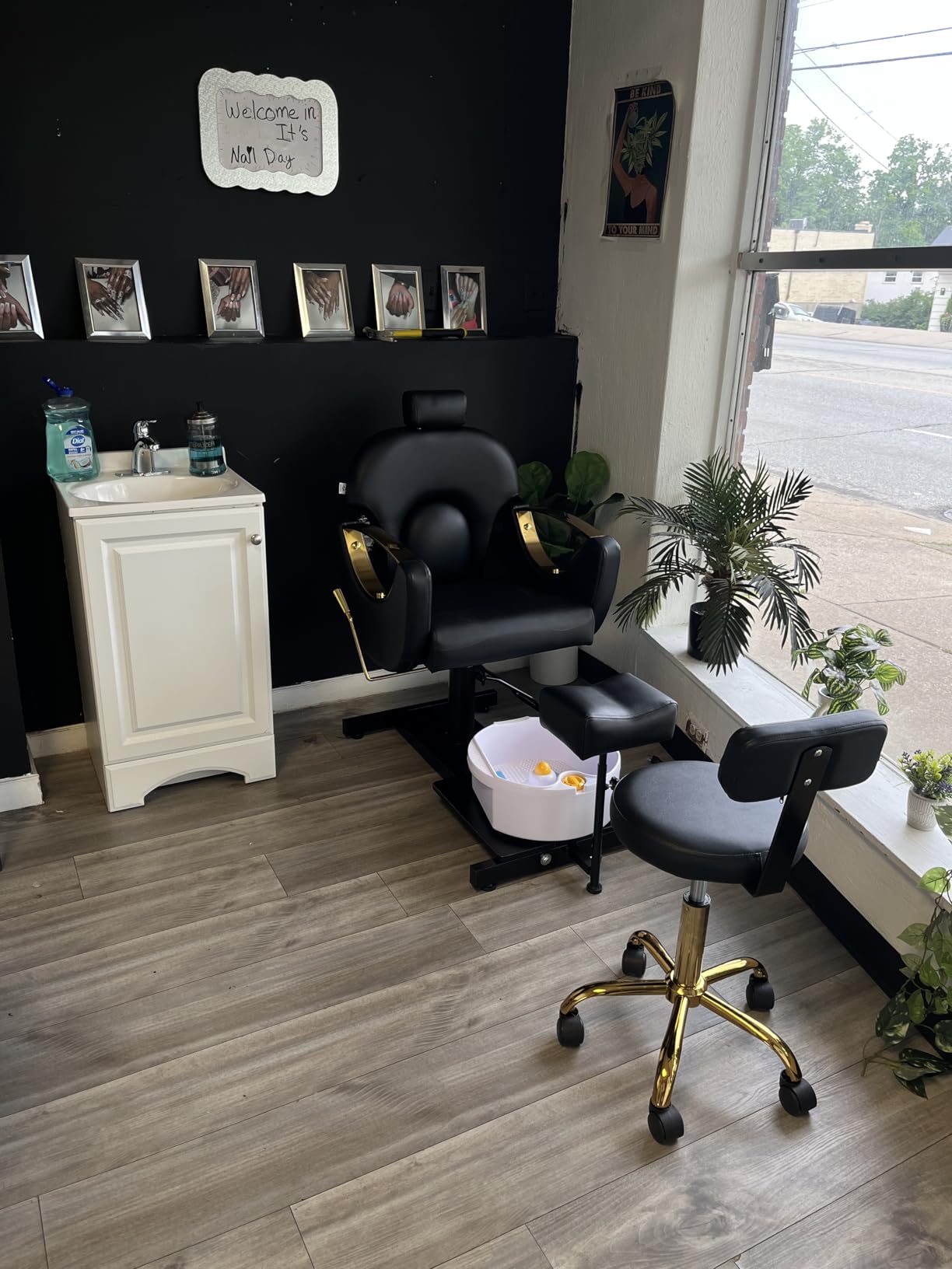 Pedicure Chair No Plumbing with Stool and Massage Bath Bowl for Foot Spa customer photo 1
