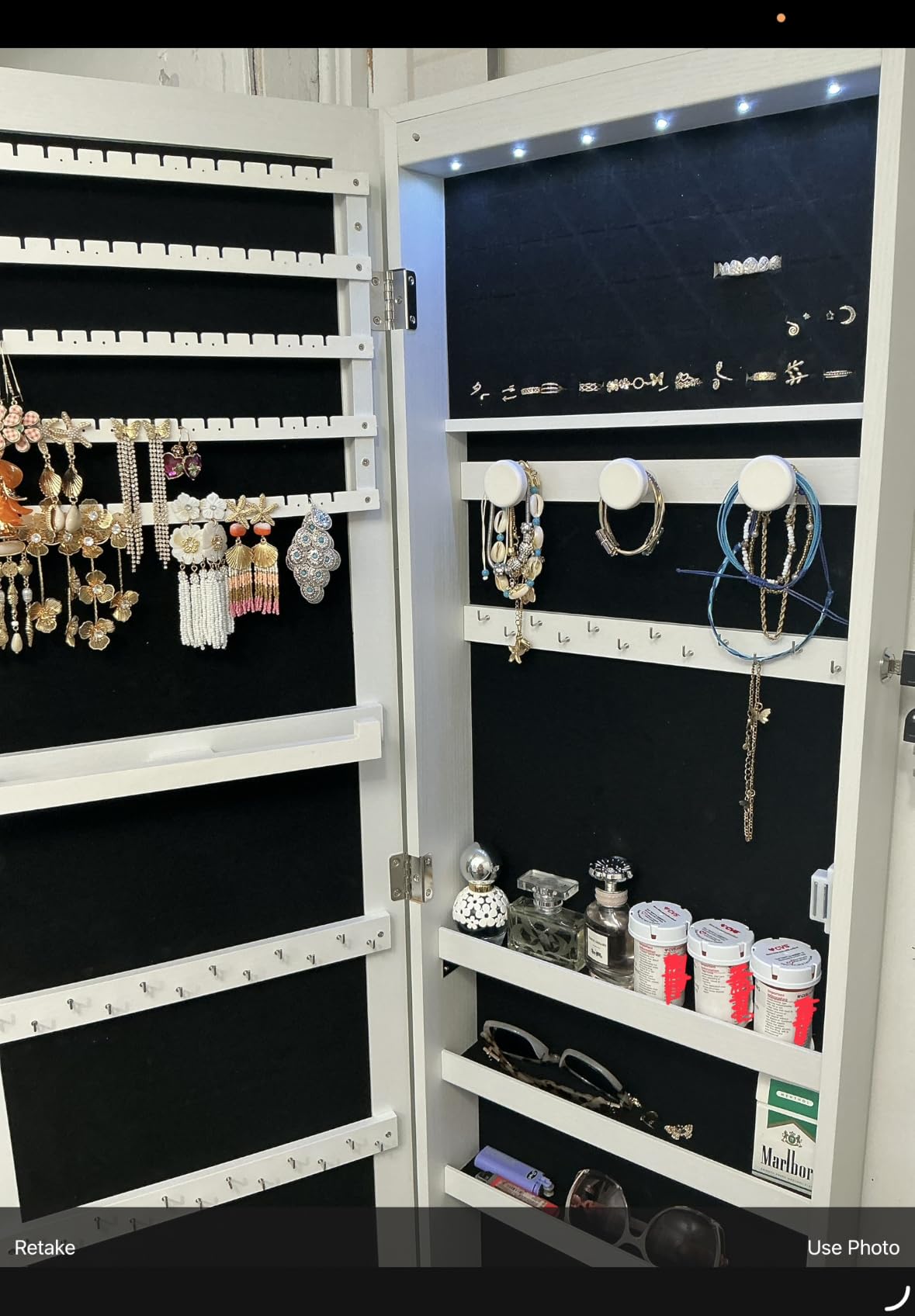 DUMOS 6 LEDs Mirror Jewelry Organizer Cabinet, Jewelry Armoire, 47.2 Inch customer photo 1