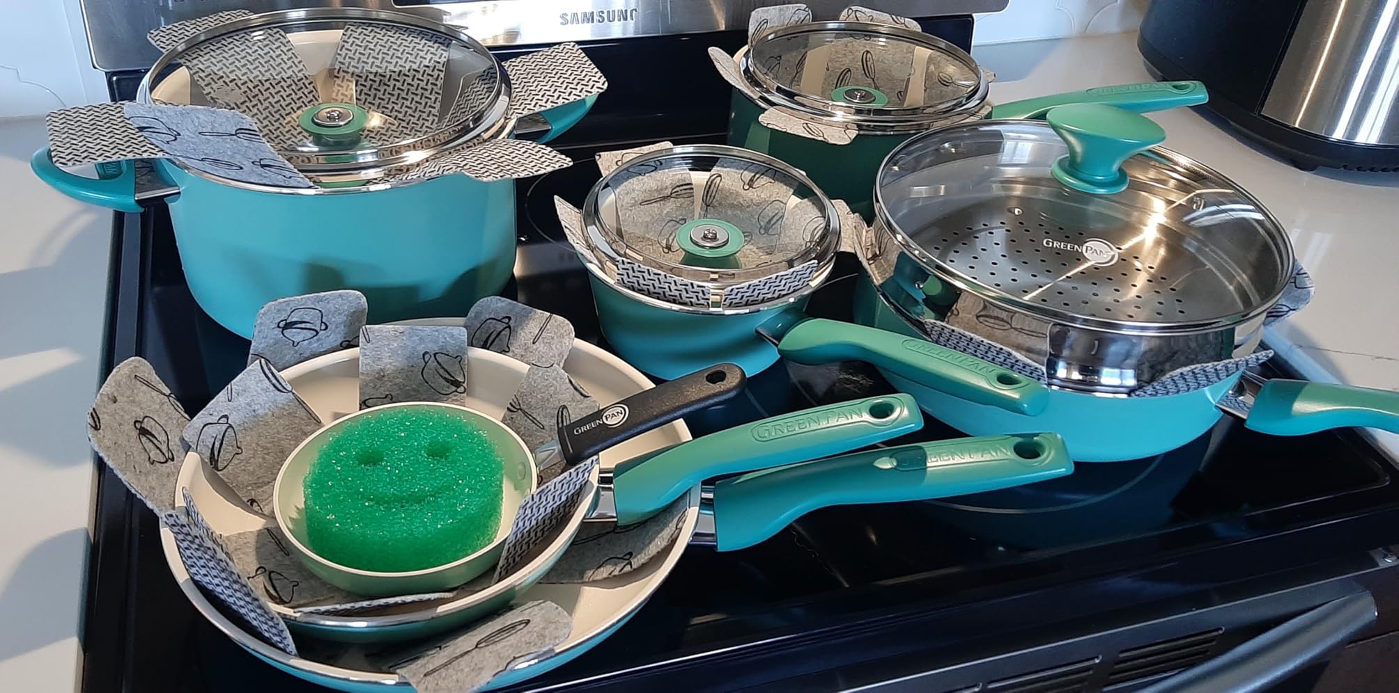 GreenPan Rio Advanced 12 Piece Cookware Set, Ceramic Nonstick PFAS-Free Pots & Pans with Cooking Utensils, Induction Ready, Dishwasher & Oven Safe, Cream White customer photo 1