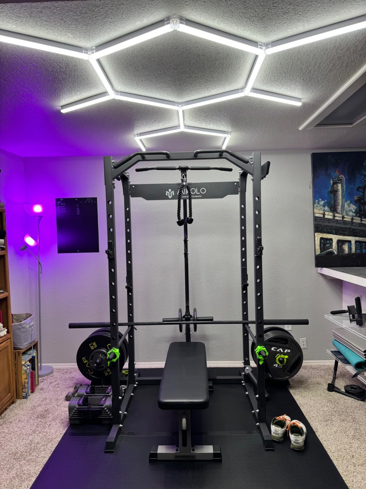 Mikolo F4 2.0 Power Cage with Dual-Track Smooth Pulley System, 1200LBS Power Rack with Leg Hold-Down for Heavy LAT Pulldowns customer photo 1